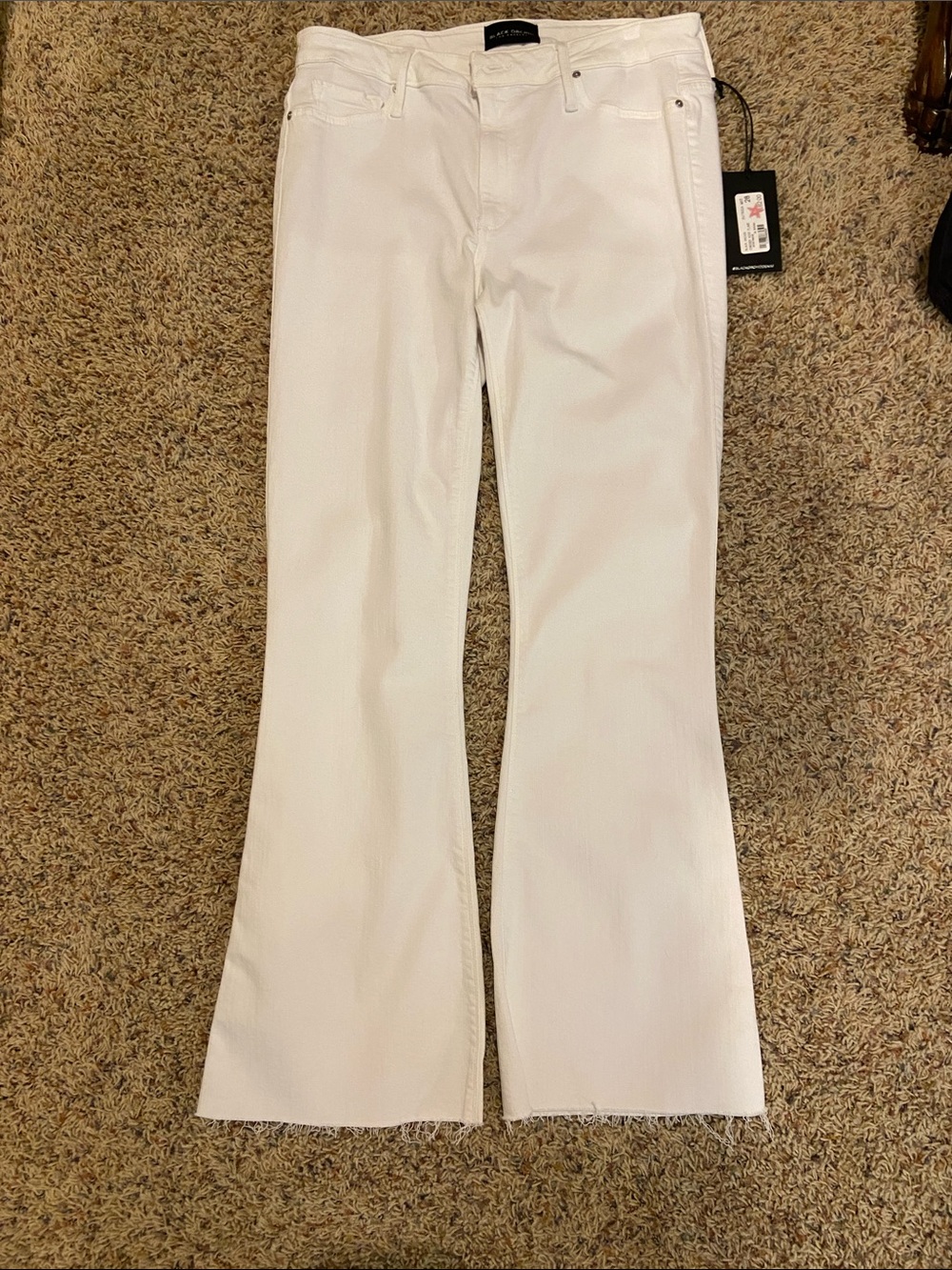 Black Orchid White Skinny Jeans with Raw Hem